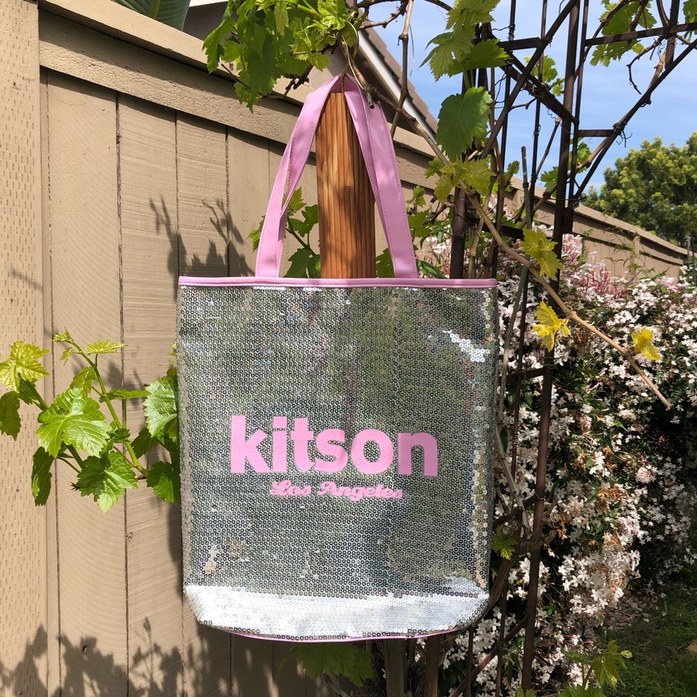 Kitson silver and pink sequin bag